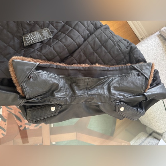 ALLSAINTS Rigby Lux Leather Biker Jacket w/ detachable faux fur collar, size 2 - Picture 8 of 11